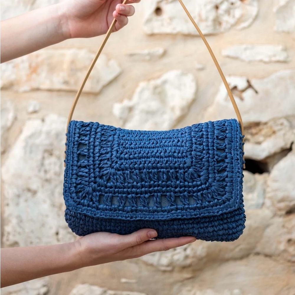 Mersea Navy Sun Chaser Straw Pochette - Picture 4 of 11